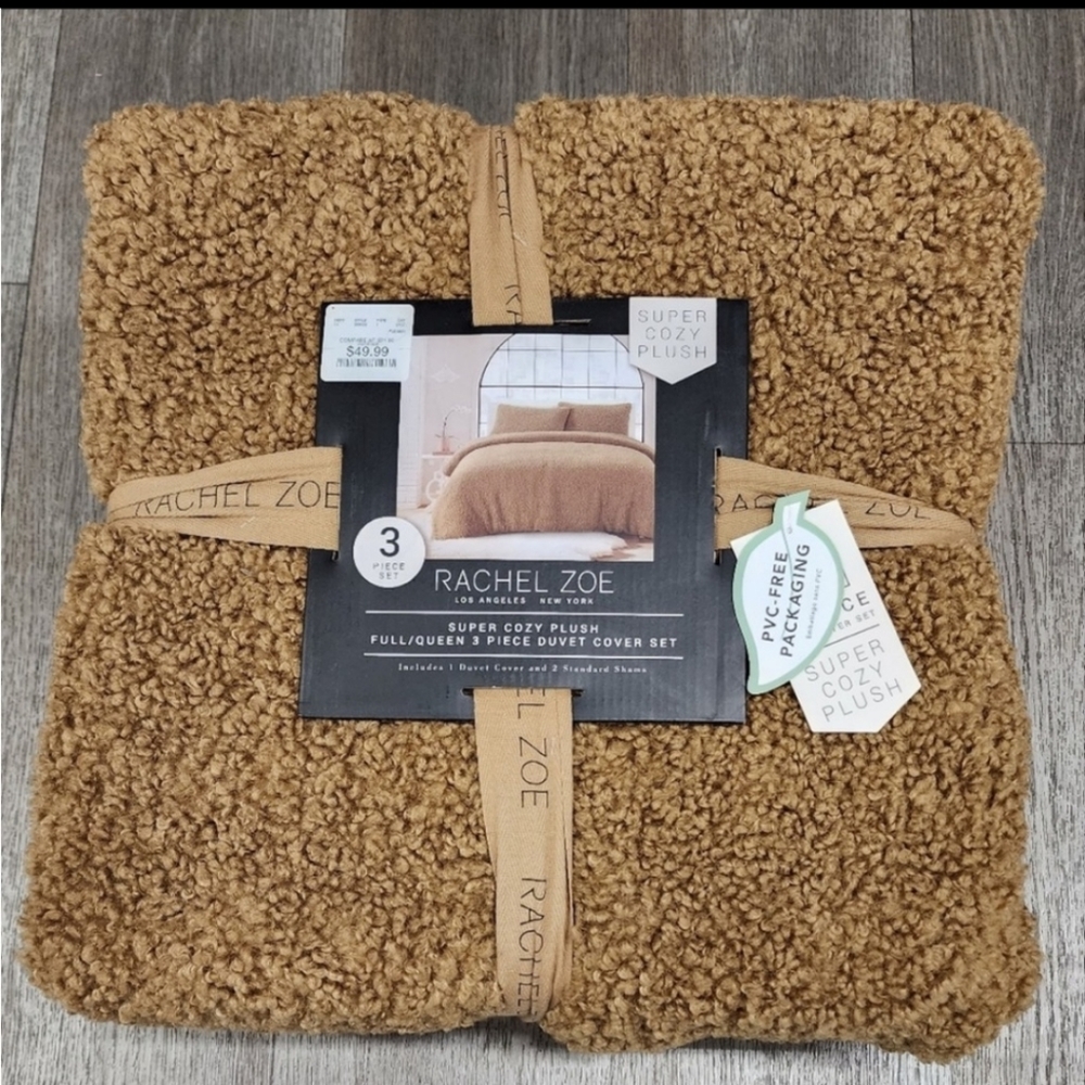 NWT- Last One - Rachel Zoe Plush Queen Size Duvet Cover Set - Picture 5 of 6